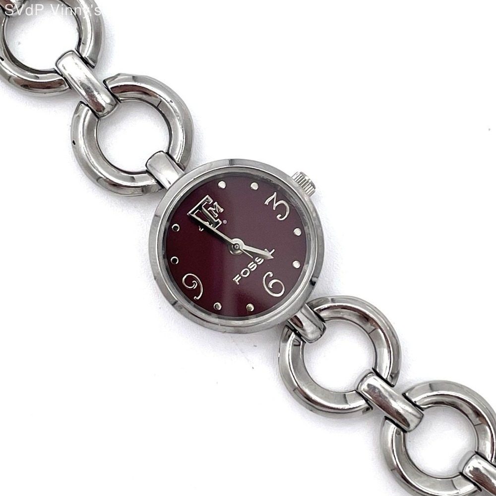 Fossil College Collection ATM Aggies Women's Bracelet Watch Burgundy Stainless
